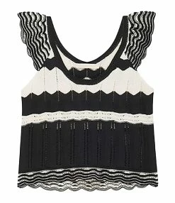 Vanessa Bruno Top Augustina Coton Écru Noir
