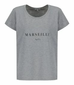 Tee-shirt Lulli Marseille Col Rond Coton Gris, Collaboration Jeanne Vouland X Lulli