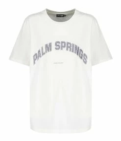 JEANNE VOULAND Tee-shirt Jai Palm Springs Glitter Gun Metal Blanc