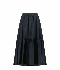 PATOU Jupe Longue Froufrou Coton Noir Total Eclipse