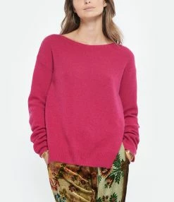 MAJESTIC FILATURES Pull Col Bateau Laine Cachemire Grenat -Majestic Filatures shop 073 79