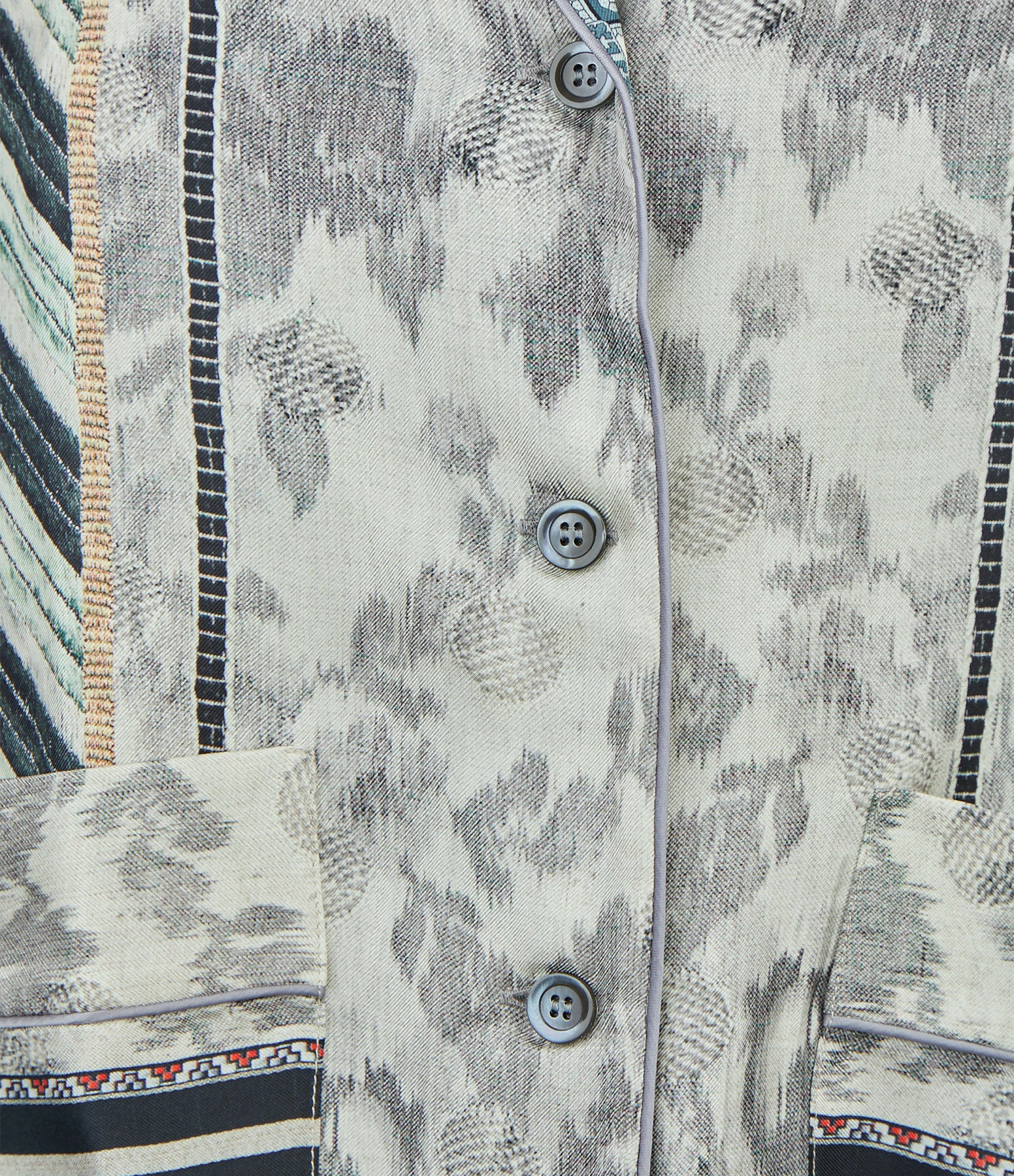 PIERRE-LOUIS MASCIA Chemise Aloe Soie Imprimé Gris Bleu 2 PIERRE-LOUIS MASCIA Chemise Aloe Soie Imprimé Gris Bleu – Image 2