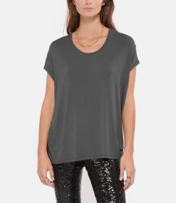 MARGAUX LONNBERG Tee-shirt Marlow Gris Foncé -Majestic Filatures shop 085 121