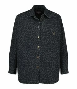 JEANNE VOULAND Surchemise Ezra Denim Léopard Stone Noir