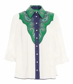 Zimmermann Chemise Tiggy Lin Ivoire Bleu Vert