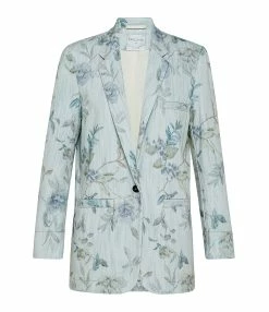 FORTE_FORTE Veste Blazer Coton Imprimé Bleu
