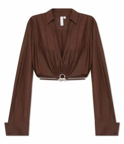 JONATHAN SIMKHAI Top Court Breslin Satin Chocolat