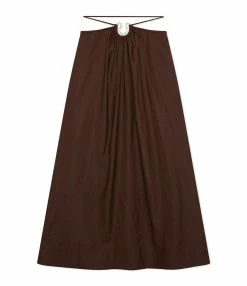 JONATHAN SIMKHAI Jupe Midi Mikah Satin Chocolat