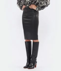 STOULS Jupe Gilda Agneau Plongé Regular Noir -Majestic Filatures shop 147 96