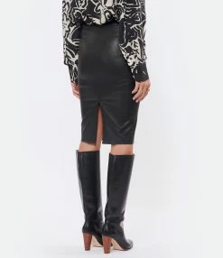 STOULS Jupe Gilda Agneau Plongé Regular Noir -Majestic Filatures shop 150 84