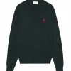 AMI Paris Pull Ami De Cœur Laine Noir