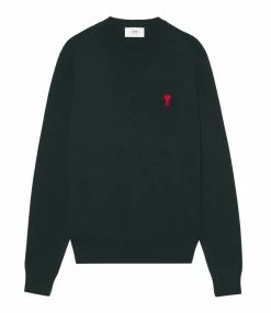 AMI Paris Pull Ami De Cœur Laine Noir