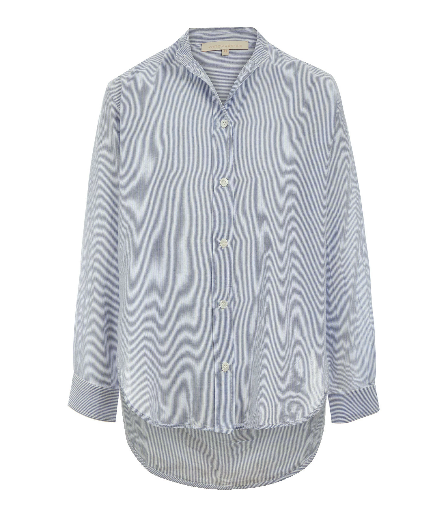 Vanessa Bruno Chemise Lidiane Coton Blanc Bleu 1 Vanessa Bruno Chemise Lidiane Coton Blanc Bleu