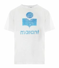 MARANT ÉTOILE Tee-shirt Zewel Lin Blanc Bleu