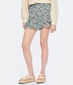 MARANT ÉTOILE Short Sornel Imprimé Vert Écru -Majestic Filatures shop 447 230207pm