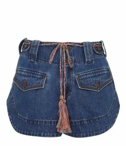 Zimmermann Short Tiggy Denim Bleu