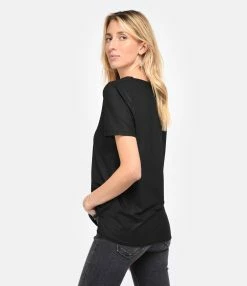 MAJESTIC FILATURES Tee-shirt Col V Noir -Majestic Filatures shop 680 230111