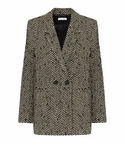ANINE BING Veste Blazer Fishbone Noir Crème