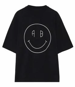 ANINE BING Tee-shirt Avi Smiley Coton Organique Noir