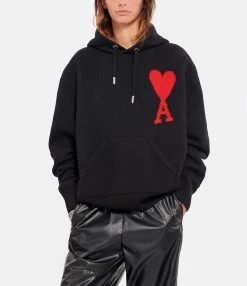 AMI Paris Pull Hoodie Unisexe Ami De Cœur Laine Noir Rouge 7 AMI Paris Pull Hoodie Unisexe Ami De Cœur Laine Noir Rouge -Majestic Filatures shop amipa look20220812 20