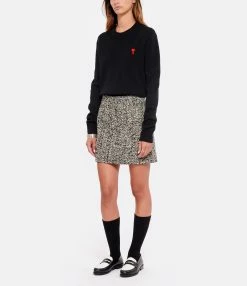 AMI Paris Jupe Laine Vierge Noir Écru -Majestic Filatures shop amipa look20220812 262