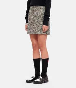 AMI Paris Jupe Laine Vierge Noir Écru -Majestic Filatures shop amipa look20220812 269