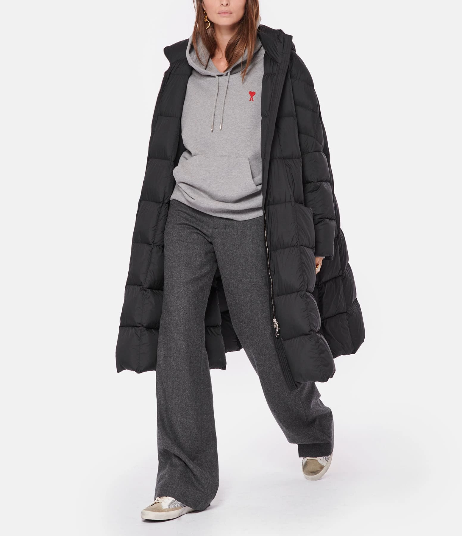 AMI Paris Sweatshirt Hoodie Unisexe Ami De Cœur Coton Bio Gris Chiné 7 AMI Paris Sweatshirt Hoodie Unisexe Ami De Cœur Coton Bio Gris Chiné – Image 7