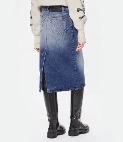 AMI Paris Jupe Crayon Coton Denim Bleu Usé -Majestic Filatures shop amipa look20221011 295