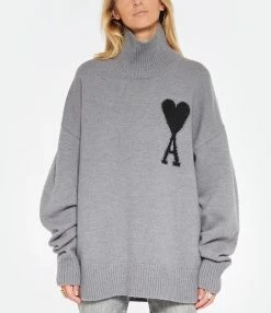 AMI Paris Pull Unisexe Ami De Cœur Laine Gris Noir 8 AMI Paris Pull Unisexe Ami De Cœur Laine Gris Noir -Majestic Filatures shop amipa look20221027 250