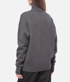 AMI Paris Pull Unisexe Ami De Cœur Laine Gris Rouge -Majestic Filatures shop amipa look20221110 51