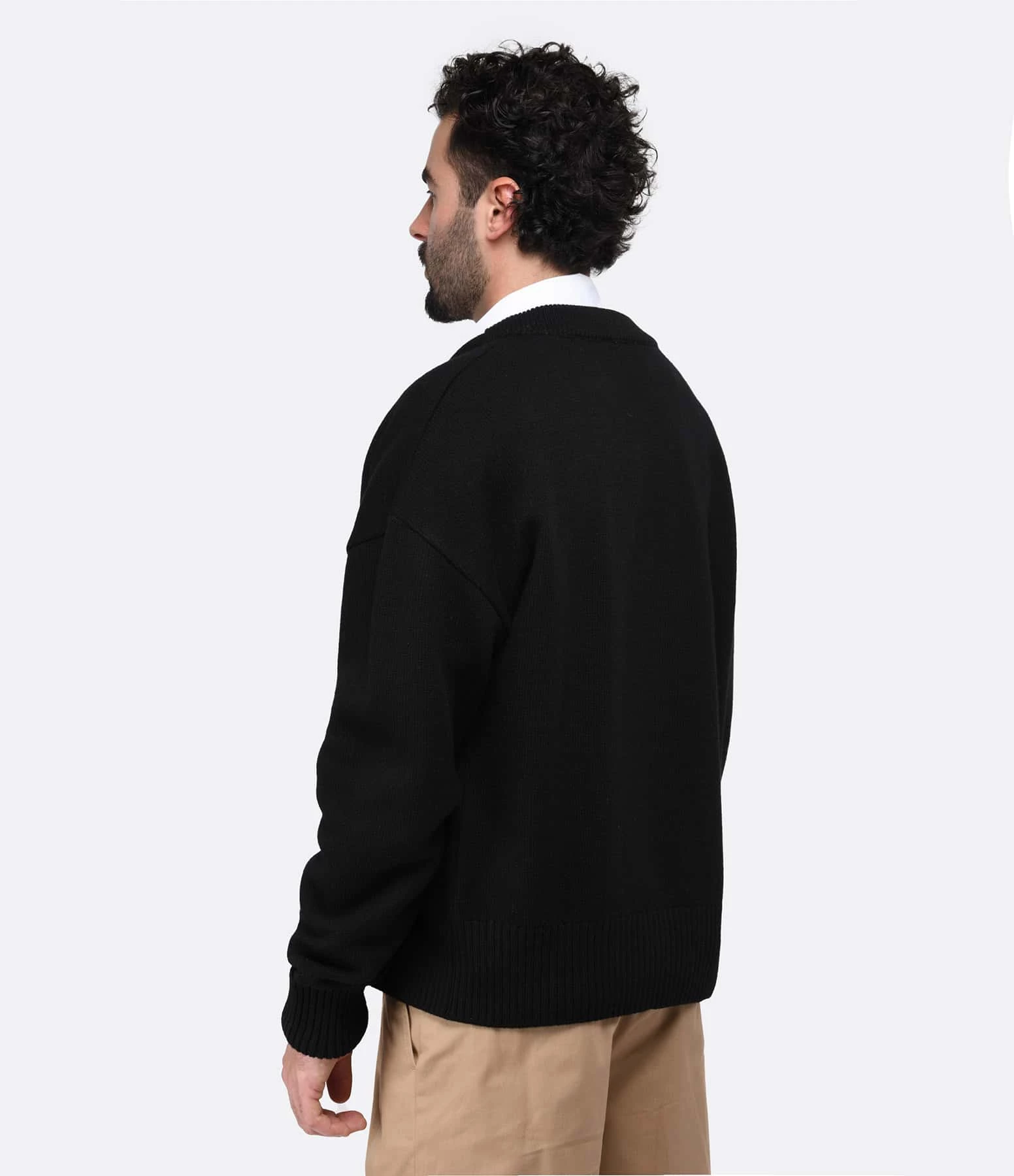 AMI Paris Cardigan Unisexe Ami De Cœur Laine Noir Rouge 4 AMI Paris Cardigan Unisexe Ami De Cœur Laine Noir Rouge – Image 4