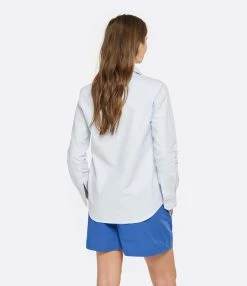 AMI Paris Chemise Coton Bleu Blanc -Majestic Filatures shop amipa look20230118 179