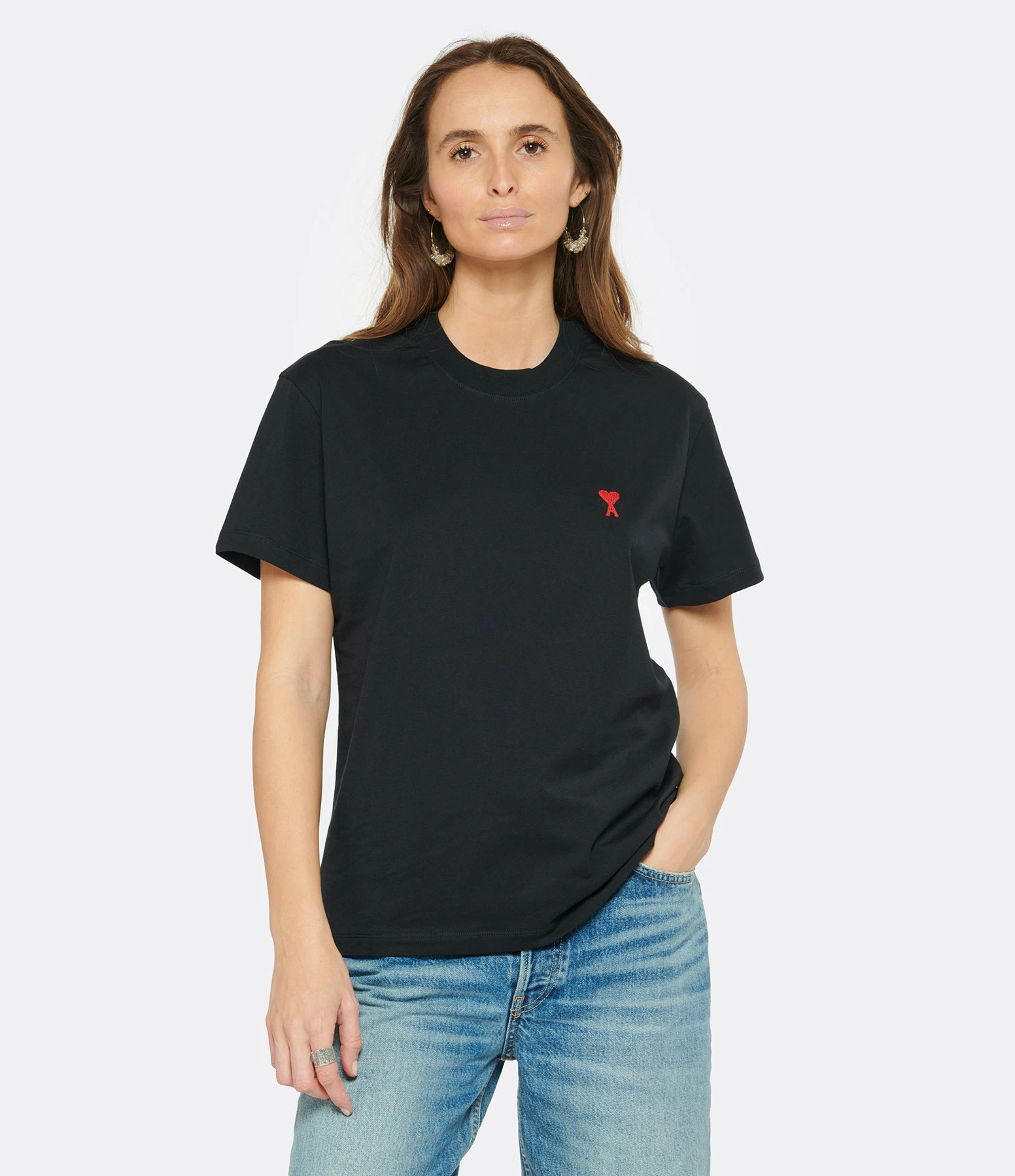 AMI Paris Tee-shirt Unisexe Ami De Cœur Coton Biologique Noir 2 AMI Paris Tee-shirt Unisexe Ami De Cœur Coton Biologique Noir – Image 2