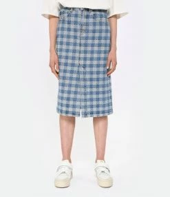 AMI Paris Jupe Mi-Longue Coton Bleu Javel -Majestic Filatures shop amipa look20230223 258