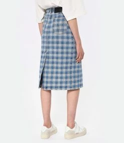 AMI Paris Jupe Mi-Longue Coton Bleu Javel -Majestic Filatures shop amipa look20230223 260