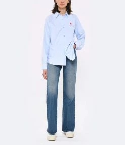 AMI Paris Chemise Coton Bleu Ciel -Majestic Filatures shop amipa look20230223 408
