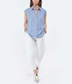 ANDREA LEV Chemise Natural Bleu Denim -Majestic Filatures shop andre look20220202 317