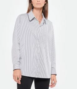 ANDREA LEV Chemise Boyfriend Rayures Bleu 7 ANDREA LEV Chemise Boyfriend Rayures Bleu -Majestic Filatures shop andre look20220719 358