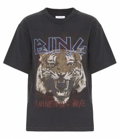 ANINE BING Tee-shirt Tiger Coton Organique Gris Délavé