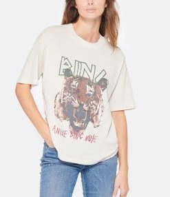 ANINE BING Tee-shirt Tiger Coton Organique Stone -Majestic Filatures shop anine look20221007 113