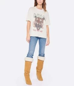 ANINE BING Tee-shirt Tiger Coton Organique Stone -Majestic Filatures shop anine look20221007 114