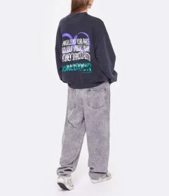 ANINE BING Sweatshirt Jaci Coton Organique Noir Délavé -Majestic Filatures shop anine look20221007 148