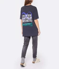 ANINE BING Tee-shirt Walker Coton Noir Délavé -Majestic Filatures shop anine look20221007 184