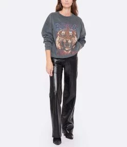ANINE BING Sweatshirt Tiger Coton Organique Gris -Majestic Filatures shop anine look20221007 338