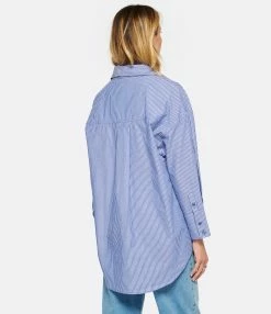 ANINE BING Chemise Mika Coton Rayures Bleu Blanc -Majestic Filatures shop anine look20221129 91