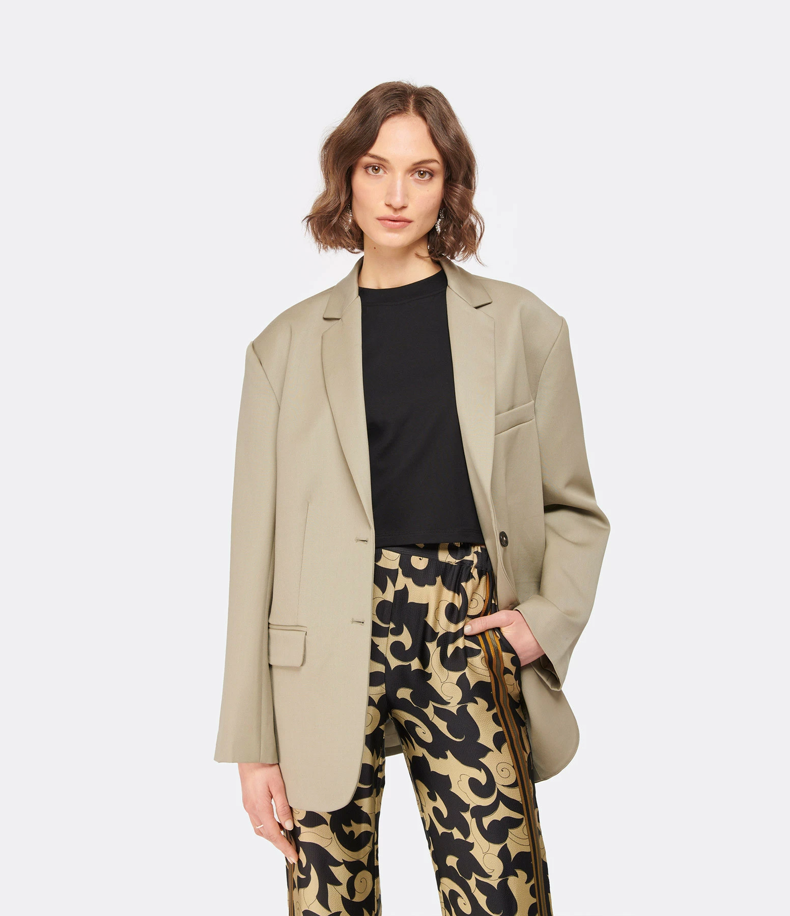 ANINE BING Veste Blazer Quinn Laine Kaki Clair 2 ANINE BING Veste Blazer Quinn Laine Kaki Clair – Image 2