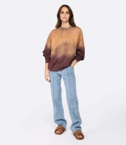 ANINE BING Sweatshirt Harvey Coton Marron Délavé -Majestic Filatures shop anine look20221206 344