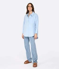 ANINE BING Chemise Mika Coton Bleu 8 ANINE BING Chemise Mika Coton Bleu -Majestic Filatures shop anine look20221206 354