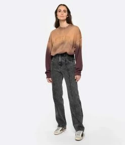 ANINE BING Sweatshirt Harvey Coton Marron Délavé -Majestic Filatures shop anine look20221207 245