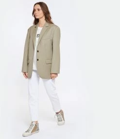 ANINE BING Veste Blazer Quinn Laine Kaki Clair 10 ANINE BING Veste Blazer Quinn Laine Kaki Clair -Majestic Filatures shop anine look20230104 148